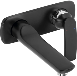 Смеситель для раковины/умывальника KLUDI BALANCE, настенный. однорычажный, неповоротный, длина излива 185 мм, латунь, цвет черный/хром