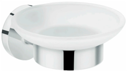 Мыльница Hansgrohe Logis Universal настенная, цвет: хром/белый, стеклянная/латунная, круглая, для душа/мыла, в ванную комнату