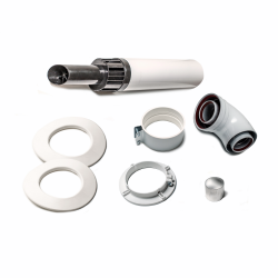 Комплект дымохода Gekon универсальный, D60/100 мм L=1000 мм, хомут, фланец, проставка 60 мм, алюминий (Антилед)