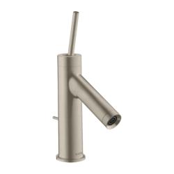 Смеситель для раковины Axor Starck 70, однорычажный, с тонкой рукояткой, фиксированный излив, длина излива 9,5 см, керамический, латунь, цвет шлифованный никель, со сливным гарнитуром