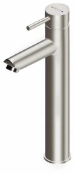 Смеситель для раковины Dorff Logic высокий, однорычажный, излив короткий, длина 112 мм, керамический, нержавеющая сталь, цвет никель