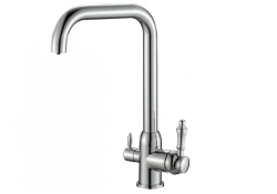 Смеситель для кухни/мойки ZorG Steel Hammer 725, под фильтр, однорычажный, поворотный, керамический картридж, длина излива 209 мм, латунь, цвет хром