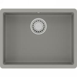 Мойка кухонная Lemark SINARA 540-U, 42х54х21,7 см, врезная, кварцгранит, прямоугольная, цвет грей, без отверстия под смеситель, без крыла, слив-перелив, врезная под столещницу, для кухни