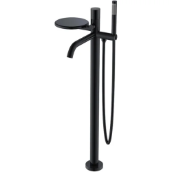 Смеситель для ванны/душа Boheme Stick, однорычажный, напольный, керамический, неповоротный, длина излива 266 мм, латунь, цвет черный матовый