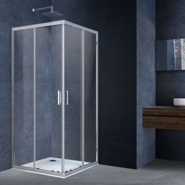 Душевое ограждение Vincea Rapid  (90-100)x(90-100)x190 см, прозрачное стекло, профиль хром, левое/правое, квадратное/прямоугольное/угловое, две двери раздвижные