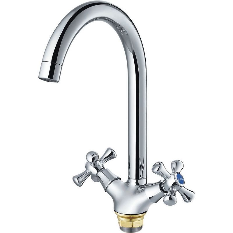 Смеситель для кухни/мойки HAIBA CRON двухвентильный, поворотный, длина 177 мм, силумин, цвет хром