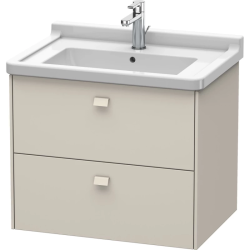 Тумба под раковину Duravit Brioso, 67х46,9х56,3 см, подвесная, 2 выдвижных ящика, ДСП, цвет: серо-коричневый, шкафчик навесной, механизм доводчика, прямоугольная, правая/левая, в ванную комнату