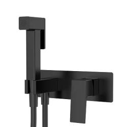 Смеситель с гигиеническим душем Splenka S01.52.06 встраиваемый, однорычажный, керамический, без излива, с гибким шлангом/лейкой, латунь/пластик, цвет черный