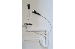 Одинарный сифон ALVEUS POP UP INTERMEZZO, с клапаном-автоматом, с переливом, гидрозатвор/мокрый затвор, ABS пластик, для кухонных моек Intermezzo 30, Intermezzo 130