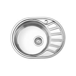 Мойка Ledeme 57х45 врезная, толщина 0,6 мм с сифоном 3 1/2" левая, матовая, хром, нержавеющая сталь, овальная L75745-6L