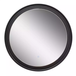 Зеркало Континент "Planet Black Led", 100х100 см, с LED/ЛЕД-подсветкой, цвет рамы: черный, круглое, выключатель бесконтактный, для ванны, навесное/подвесное/настенное