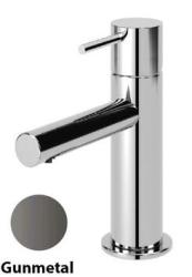 Смеситель для раковины Cezares Leaf, однорычажный, низкий, длина излива 102 мм, неповоротный, керамический, латунь, цвет Gunmetal PVD, с донным клапаном