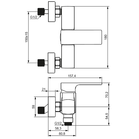 Смеситель для душа Damixa Gala однорычажный, керамический, настенный, без излива/шланга/лейки, латунь, цвет черный матовый