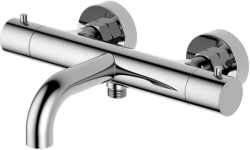 Смеситель для ванны/душа Aquatek Европа термостатический, настенный, излив 202 мм, фиксированный, латунь, без шланга и лейки, цвет хром