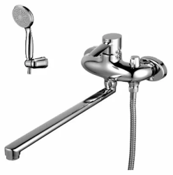 Смеситель для ванны/душа Lemark Atlantiss, настенный, однорычажный, поворотный, длина излива 350 мм, керамический, латунь, цвет хром