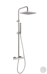 Душевая система Webert Pegaso, высота 139 см, цвет белый, комплект: тропический душ/стойка/лейка/шланг, со смесителем/термостатом, без излива