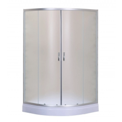 Душевой уголок Loranto, 100х100 см, с поддоном 13 см, четверть круга, угловой, стекло матовое, (без сифона) без крыши, раздвижной, стеклянный, пластиковый, алюминиевый профиль (сатин)