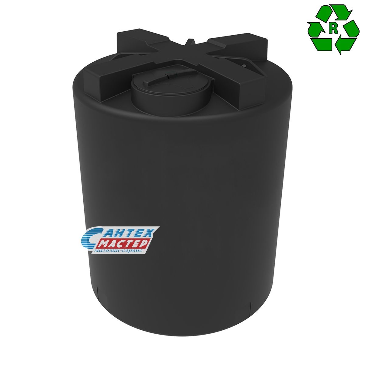 Емкость пластиковая (бак) Экопром R Т 300 литров  для воды,с крышкой с дыхательным клапаном (цвет-черный) рециклинговая 107.0300.899.000