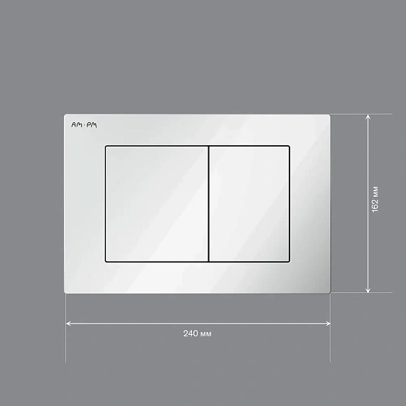 Кнопка смыва Am.Pm PrimeFit S белая глянцевая, клавиша управления для сливного бачка, инсталляции унитаза, двойная, механическая, панель, универсальная, размер 240х162х10 мм