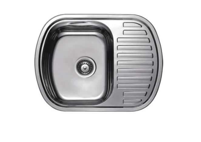 Мойка кухонная HAIBA 63х49 см, с правым крылом, встраиваемая, из нержавеющей стали, овальная, цвет хром, без отверстия под смеситель, без слива-перелива, для кухни