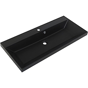 Раковина BelBagno 100, 100х45х5 см, полувстраиваемая, прямоугольная, цвет черный матовый, из искусственного мрамора, с отверстием под смеситель, слив-перелив, умывальник