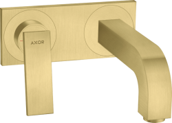 Смеситель для раковины Axor Citterio, однорычажный с рычаговой рукояткой, настенный/встраиваемый, скрытого монтажа, фиксированный излив, длина излива 22 см, керамический, латунь, цвет шлифованная медь, с панелью