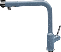 Смеситель для кухни/мойки GranFest, с подключением фильтра для питьевой воды, однорычажный, керамический картридж, высокий, с поворотным изливом, длина 266 мм, латунь, цвет графит