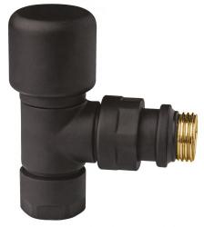 Вентиль FAR термостатический угловой 1/2"нр, гайка М24х19, цвет черный матовый