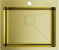 Мойка кухонная Omoikiri Akisame 59-LG, 51х59 см, врезная, из нержавеющей стали, прямоугольная, цвет светлое золото, с отверстием под смеситель, без крыла, слив-перелив, врезная в столещницу, для кухни