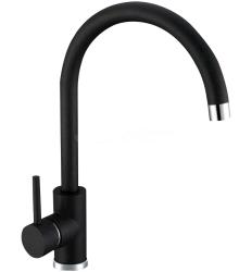 Смеситель для кухни ALVEUS GENESIS KATI G91 CARBON однорычажный, поворотный, керамический, с высоким изливом, высота излива 22,2 см, латунь, покрытие гранит, цвет карбон, на мойку