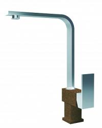 Смеситель для кухни/мойки Flortek Сильвер FK, однорычажный, керамический картридж, с поворотным изливом, высокий, длина излива 166 мм, латунь/нержавеющая сталь, цвет коричневый