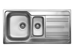 Мойка Ukinox Гранд, две чаши, 98х50 см, врезная, прямоугольная, цвет нержавеющая сталь с декором, без отверстия под смеситель, слив-перелив, с крылом, оборачиваемая, для кухни