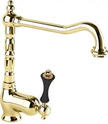 Смеситель для раковины Cezares Margot, однорычажный, высокий, длина излива 180 мм, поворотный, керамический, латунь, цвет золото 24 карат, с донным клапаном