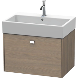 Тумба под раковину Duravit Brioso, 68,4х45,9х44,2 см, подвесная, 1 выдвижной ящик, ДСП, цвет: дуб терра/хром, шкафчик навесной, механизм доводчика, прямоугольная, правая/левая, в ванную комнату