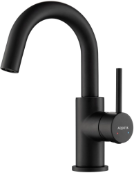 Смеситель для раковины/умывальника Aquatek Европа однорычажный, поворотный, излив длина 129 мм высота 132 мм латунь, цвет матовый черный