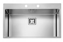Мойка кухонная ALVEUS STYLUX 40 BRS-90 74х51х20 см, слив 90, врезная вровень со столешницей, нержавеющая сталь, прямоугольная, цвет нержавеющая сталь (BRS), 2 отверстия под смеситель