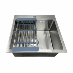 Мойка кухонная Fabia Profi, 50х45 см, врезная, нержавеющая сталь, прямоугольная, цвет: сатин, с отверстием под смеситель, слив-перелив, без крыла