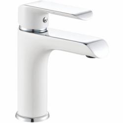 Смеситель для умывальника ROSE однорычажный, неповоротный, длина 115 мм, латунь, цвет белый/хром