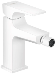 Смеситель для биде Hansgrohe Metropol однорычажный, керамический, фиксированный излив, длина 12,9 см, латунь, цвет матовый белый, без шланга/лейки