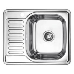 Мойка Ledeme 58х48х18 см, толщина 0.8 мм, с левым крылом врезная, нержавеющая сталь, прямоугольная, цвет глянцевая, с отверстием под смеситель, слив-перелив/сифон 3 1/2", для кухни