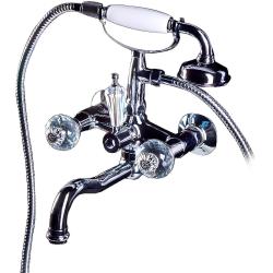 Смеситель для ванны/душа Boheme Flora, двухвентильный, настенный, керамический, поворотный, длина излива 215 мм, латунь, цвет хром