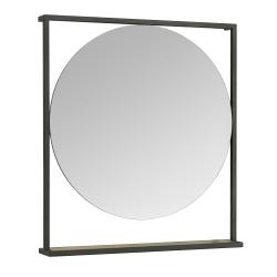 Зеркало Акватон Лофт Фабрик 80, 80х90 см, без подсветки, прямоугольное, цвет рамы: дуб эндгрейн, с полкой, для ванны, навесное/подвесное/настенное