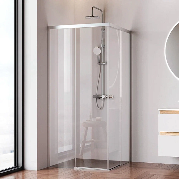 Душевое ограждение Am.Pm X-Joy 90x90 см без поддона, прозрачное закаленное стекло 6 мм, профиль серебристый, закаленное стекло/алюминий, квадратное