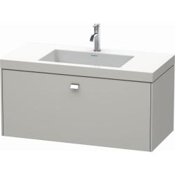 Тумба c раковиной Duravit Brioso, 100х48х50,2 см, подвесная, 1 выдвижной ящик, ДСП, цвет: бетонно-серый/хром /Vero Air, мебельная, прямоугольная, цвет белый, фарфоровая, с площадкой под смеситель, без перелива