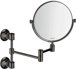 Зеркало Axor Montreux косметическое, 17 см без подсветки, круглое, цвет: полированный черный хром, с увеличением, для ванной, настенное, поворотное/наклоняемое