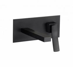 Смеситель для раковины/умывальника REA SONIC однорычажный, настенный, скрытый монтаж, неповоротный, длина излива 200 мм, латунь, цвет черный матовый
