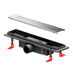 Душевой трап (лоток) AM.PM PrimeFlow 400 мм комбинированный затвор, со стальной матовой решеткой, перфорированная, выходная труба 50 мм, линейный