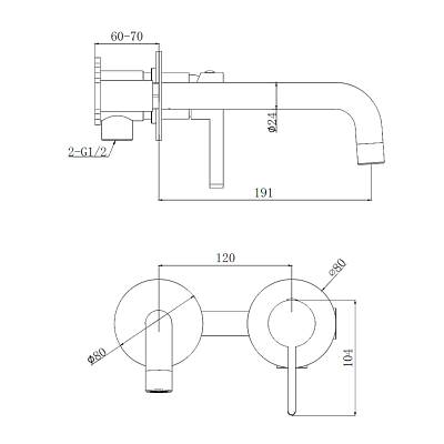 Смеситель для раковины/умывальника Splenka S221.11.06 встраиваемый, однорычажный, неповоротный, нержавеющая сталь, длина излива 191 мм, керамический, цвет черный