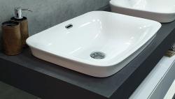 Раковина для ванной CeramaLux 78444 58х15х40 полувстраиваемая, прямоугольная, керамическая/фарфоровая, цвет белый, без отверстия под смеситель, слив-перелив