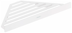 Полка Hansgrohe AddStoris, размер 30,5х15,7 см, настенная, цвет матовый белый, латунная, угловая/треугольная, подвесная, корзинка/мыльница, для душа/ванной